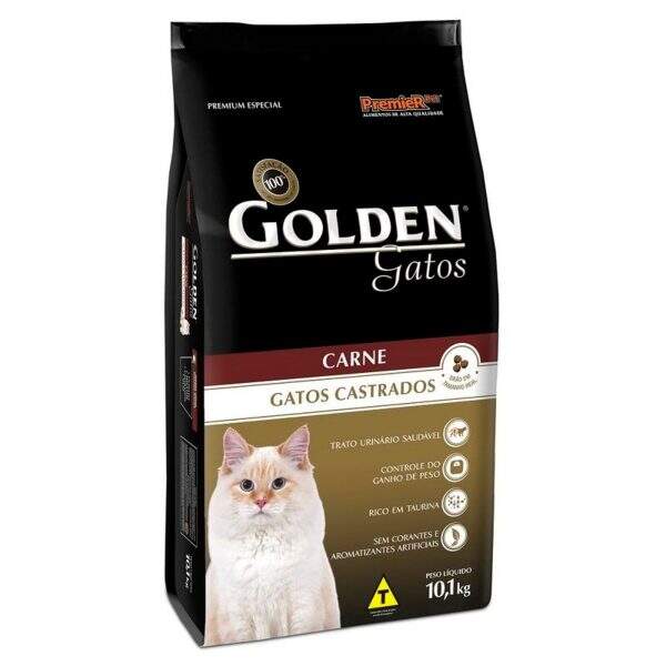Ração para gatos adultos castrados, ideal para controle de peso e bolas de pelo.