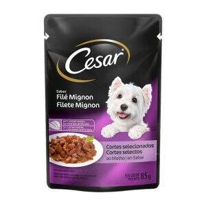 Ração deliciosa para cães adultos com sabor Filet Mignon.