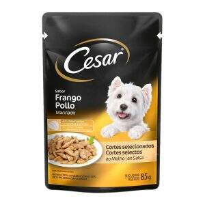 Ração Úmida Cesar sabor Frango Assado para cães adultos.
