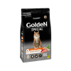 Ração balanceada com frango e carne para gatos adultos.