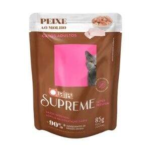Ração úmida super premium para gatos, sabor peixe ao molho.