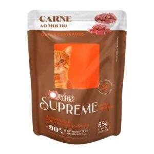 Ração úmida para gatos castrados, sabor carne ao molho, 85g.