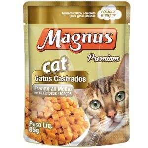 Nutrição ideal para gatos castrados com sabor de frango.