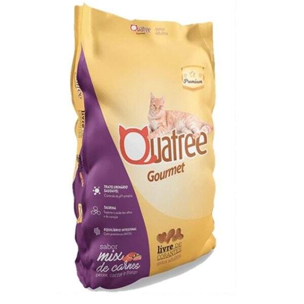 Ração Quatree para gatos adultos de 10,1kg com mix de carnes.