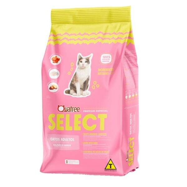 Ração para gatos adultos com salmão, arroz e Ômega 3 e 6.