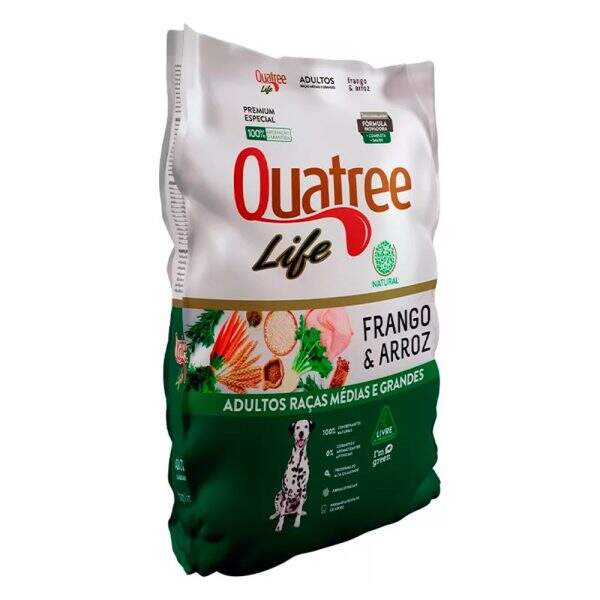 Ração para cães adultos, sabor frango e arroz, saudável e nutritiva.